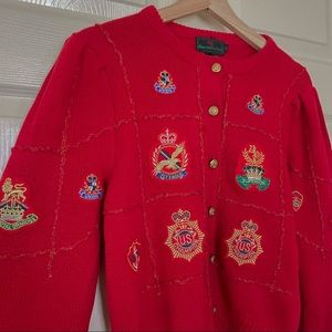 Vintage Abercrombie & Fitch, red patch cardigan - medium